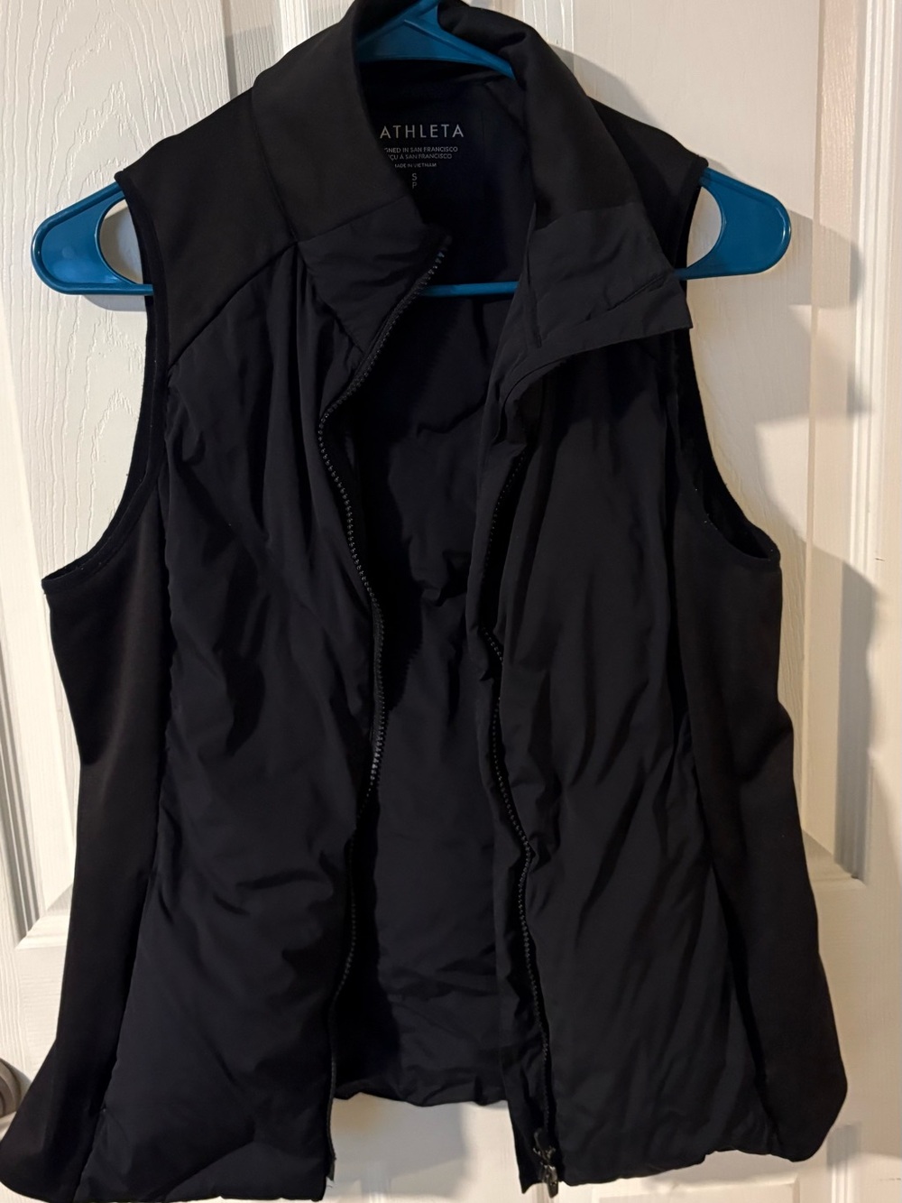 Athleta Black Quilted Sleeveless Vest with Stand Collar